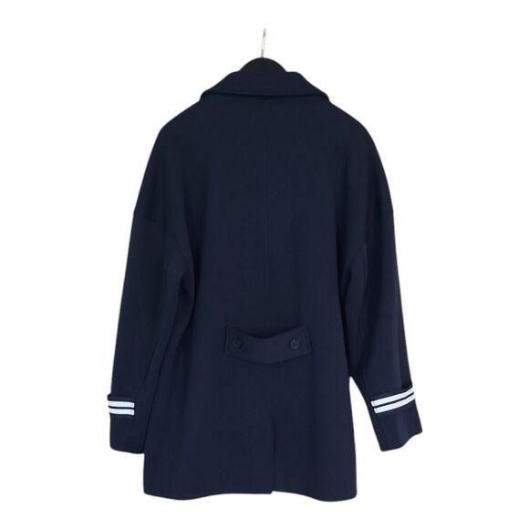 Tretorn Scuba Pea Coat Jacket Women's Large Navy Blue Button Front W/pockets - Picture 2 of 7